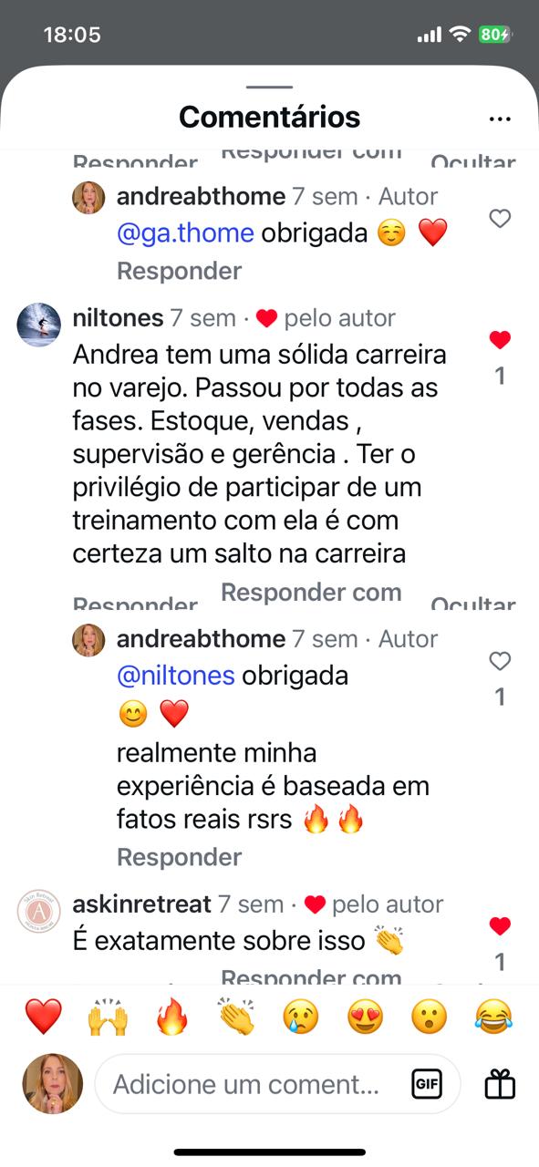 Depoimento de aluna nas redes sociais