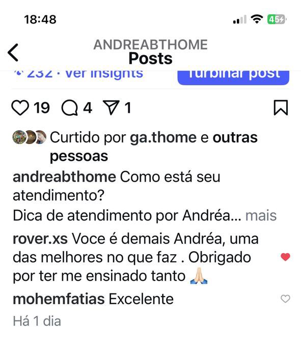Depoimento de aluna nas redes sociais