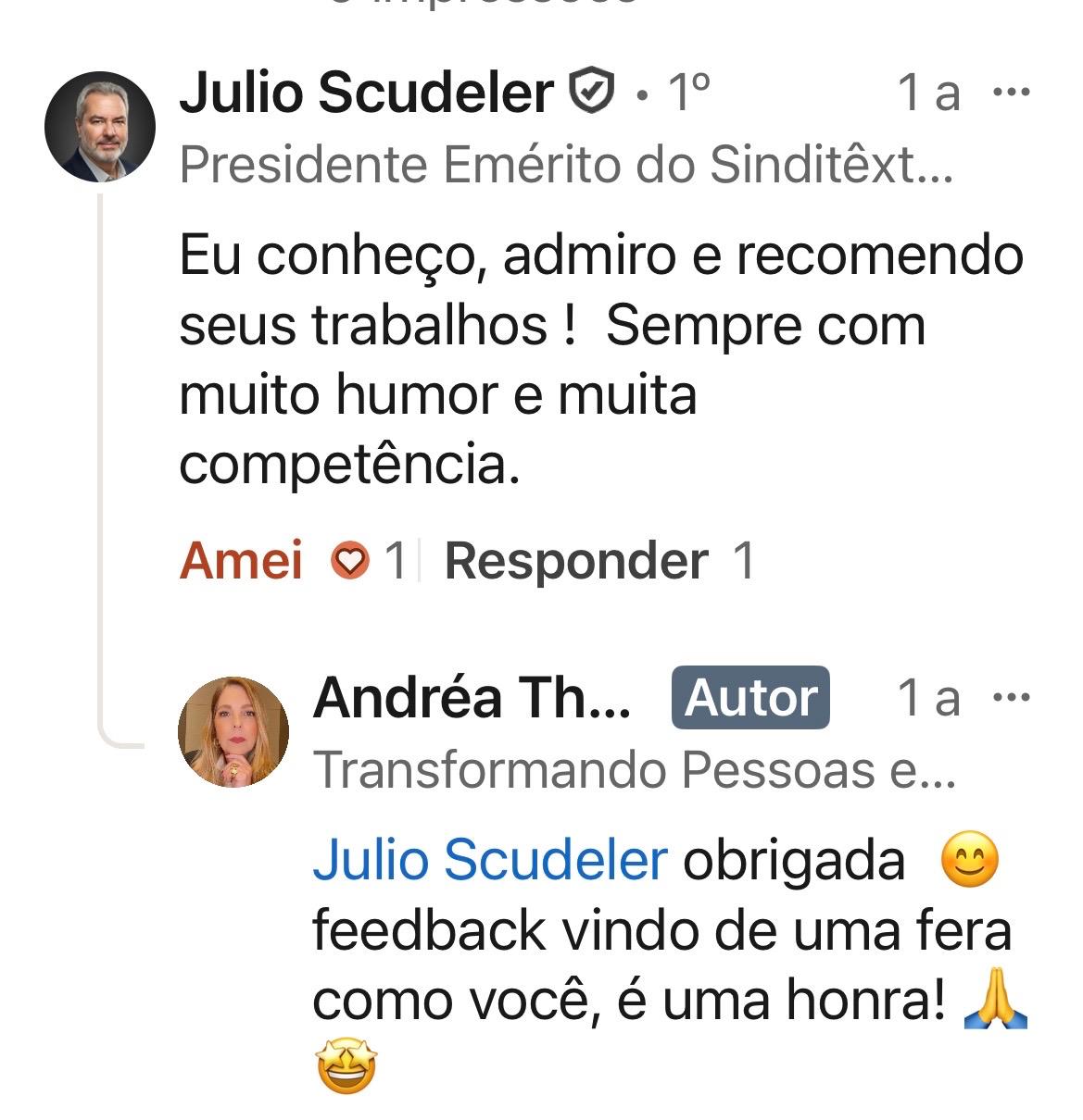 Depoimento de Julio Scudeler no LinkedIn